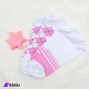 Pair of Women's Short Socks Lozenge Pattern