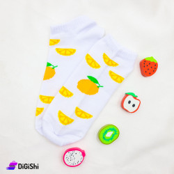 Pair of Women's Short Socks Orange Pattern
