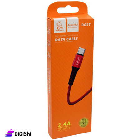 VDENMENV D02T USB-TYPE-C Fast Charging and Data Transfer Cable Red