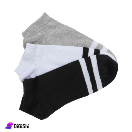 Al Samah Basic with Two Lines Cotton Men Short Socks Set Group 2