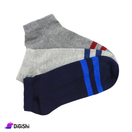 Al Samah Basic with Two Lines Cotton Men Short Socks Set Group 1