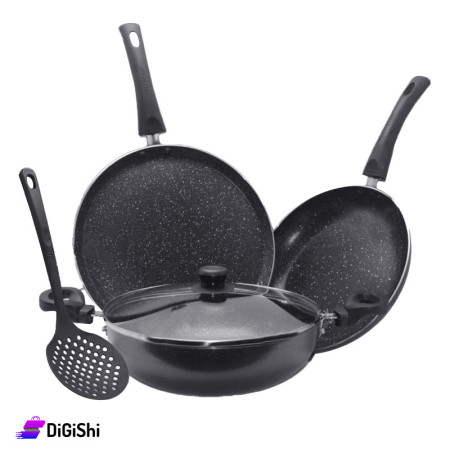 Granite Frying Pan Set - Black