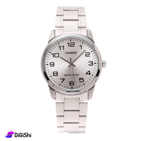 ساعة يد رجالية Casio MTP-V001D-7BUDF - فضي
