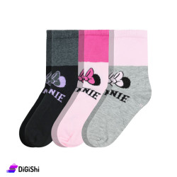 Al Samah Set of Girl's Long Socks Age 12 Drawing Minnie
