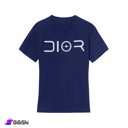 Women's Half Sleeves Cotton Sweatshirt with Dior Logo Model 142- Navy