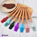 فرشاة سيليكون للدهن مع مقبض خشب