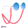 Wide Fabric Eyeglasses Necklace With Flower -Red