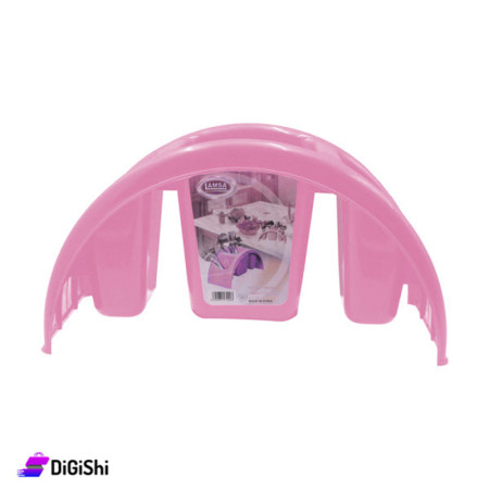 Arc-Shaped Plastic Kitchen Utensil Holder - Pink