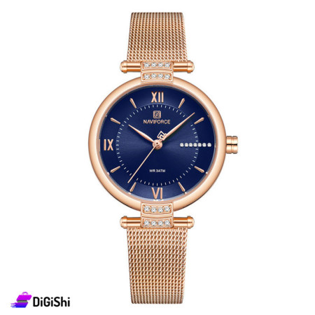 ساعة يد نسائية NF5019 NaviForce - ذهبي وكحلي