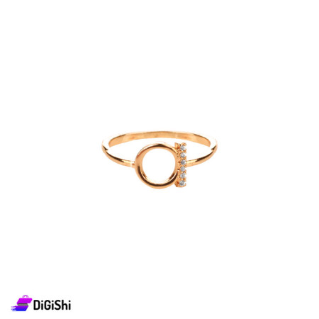 Circle Ring with Zircon in Classic Model  - Golden Rose