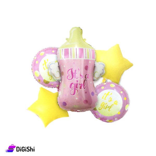 Baby Bottle and Stars Foil Balloon Set 5 pcs