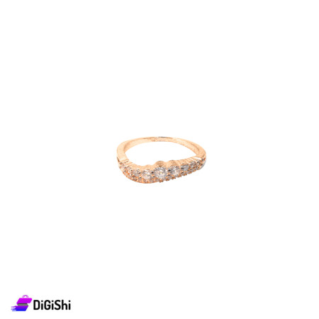 Ring with Zircon in Classic Model 8 - Golden Rose