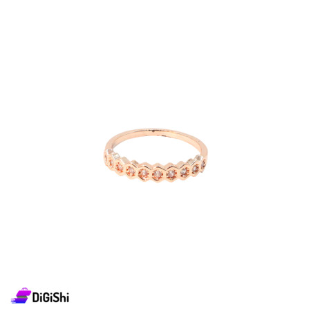 Ring with Zircon in Classic Model 4 - Golden Rose