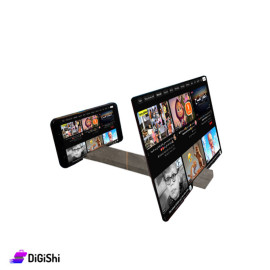 Mobile Screen Magnifier With Thin Wooden Stand 12 Inches - Choco