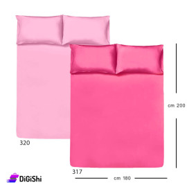 ALHOUDA Bed Sheet Set with Pairs of Pillows Combined Size - Shades of Pink