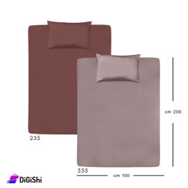 ALHOUDA Bed Sheet Set with Pillow Cover Single Size - Shades of Brown