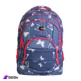 Butterfly Print 3-layer Backpack - Blue