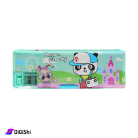 Have a Nice Day Two-layer Plastic School Pencil Case with Sharpener - Tiffany