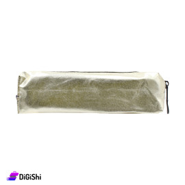 Single Layer Shiny Leather Pencil Case - Light Gold