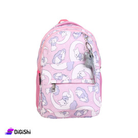 Three Layers Bears on the Moon Print Backpack With Koala Pendant - Pink