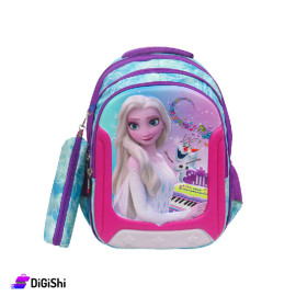 LEXI LP 3404 Waterproof Canvas Three Layer Relief Barbie Backpack With Pencil Case