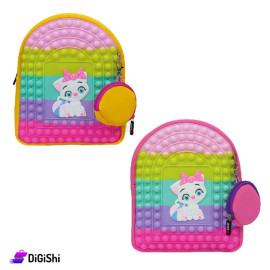 LEXI LP 3001 Pop It  With Wallet And Cat Print Backpack