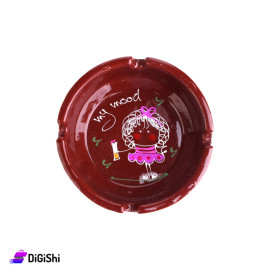 Circular Shape Porcelain Ashtray with The Phrase My Mood - Brown