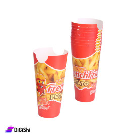 مجموعة كاسات كرتون كبيرة للبطاطا Frenchfries Potato - أحمر