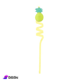 Razor Straw with Pineapple Figure - Yellow