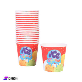 Set of Ice Cream Cardboard Cups 50 Pieces 6.5 Cm High
