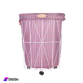 Fabric Clothes Basket With wheels - Red And Navy