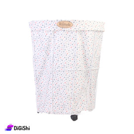Fabric Clothes Basket With wheels Drawing Squares - White