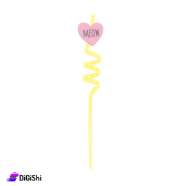 Razor Straw with Heart Figure - Yellow