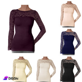 Solitaire Women's Round Neck Lace Sweater 1