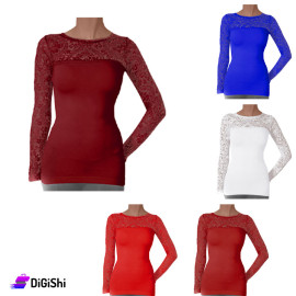 Solitaire Women's Round Neck Lace Sweater 2