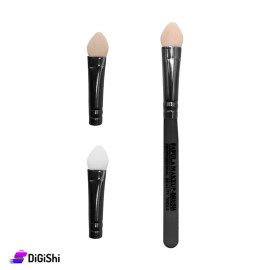 Sponge Makeup Brush with Three Interchangeable Heads - Black
