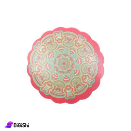 Wood And Foam Coaster With A Mandala Drawing-Fuchsia