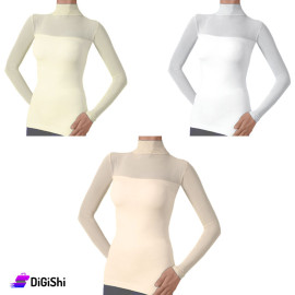 Solitaire Women's High Neck Chiffon Sweater 2