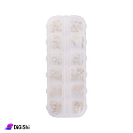 A Set Of nail Decorations In Different Shapes - Golden