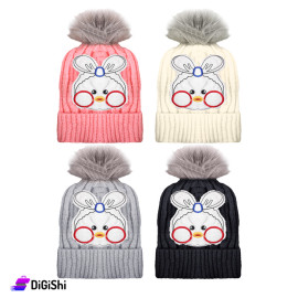 Children's Wool Hat With A Duck Drawing