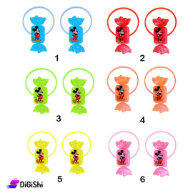 A Pair Of Girl's Chocolate Bead-Shaped Hair Ties - Mickey Mouse Pattern