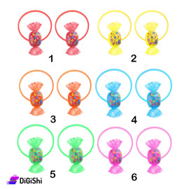 A Pair Of Girl's Chocolate Bead-Shaped Hair Ties - Colorful Letters Pattern