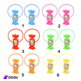 A Pair Of Girl's Chocolate Bead-Shaped Hair Ties - Hello Kitty Pattern