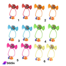 A Pair Of Girl's Chocolate Bead-Shaped Hair Ties - Mickey And Minnie Pattern