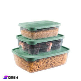 Rainbow 2134 Set Of Plastic Tupperware Different Sizes - Olive