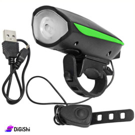 زمور مع ليد وإسوارة تثبيت على يد الدراجة - أسود وأخضر