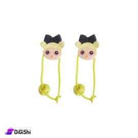 Girl's Rubber Hair Tie - Girl's Head Shape With Black Bow