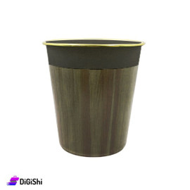 SUPER STAR Plastic wastebasket with Golden Edge - Brown and Black