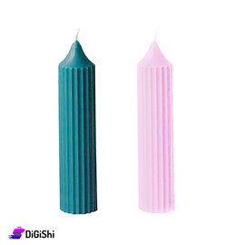 Tall Striped Cylindrical Scented Candle