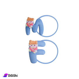 A Pair Of girl's Hair Ties  Letters F M - Blue